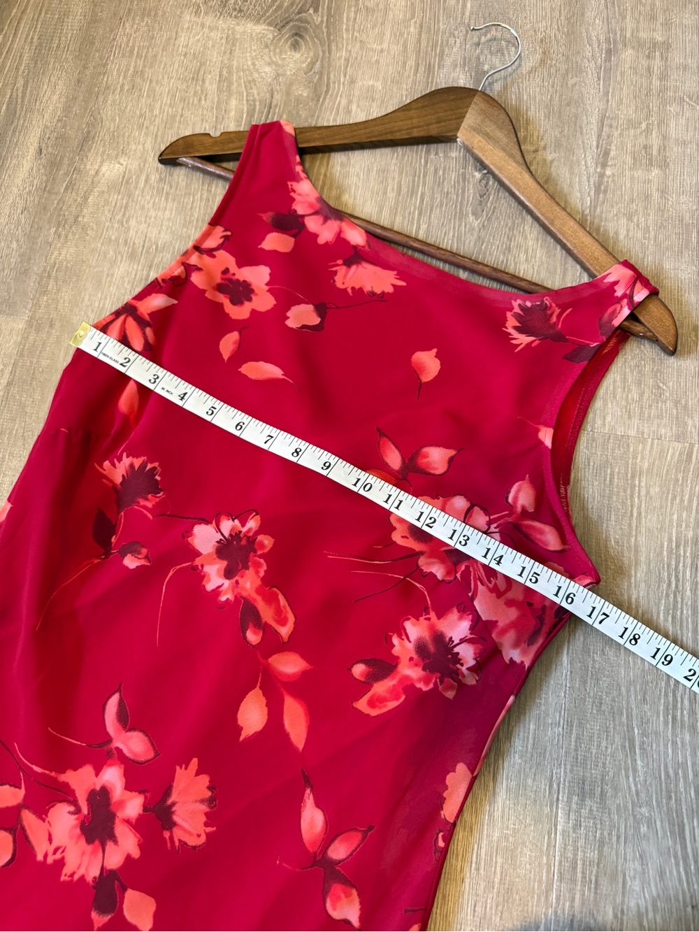 Johnnie M. Red Floral Midi Dress – Size 14 - Picture 6 of 7